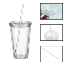 450-500ml Water Absorption Cup With Lid, Straw, Suitable For Party - 無色 - 查看 9
