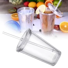 450-500ml Water Absorption Cup With Lid, Straw, Suitable For Party - 無色 - 查看 6