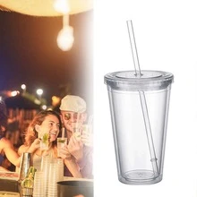 450-500ml Water Absorption Cup With Lid, Straw, Suitable For Party - 無色 - 查看 7