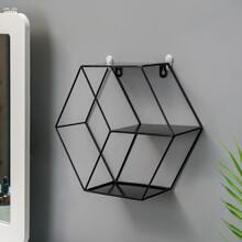 1pc Wall Mounted Decorative Storage Shelf, Ideal For Living Room, Dining Room, Bedroom, Dormitory Bedside Storage Rack - Black - View 1