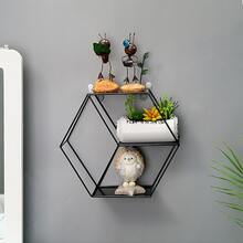 1pc Wall Mounted Decorative Storage Shelf, Ideal For Living Room, Dining Room, Bedroom, Dormitory Bedside Storage Rack - Black - View 2