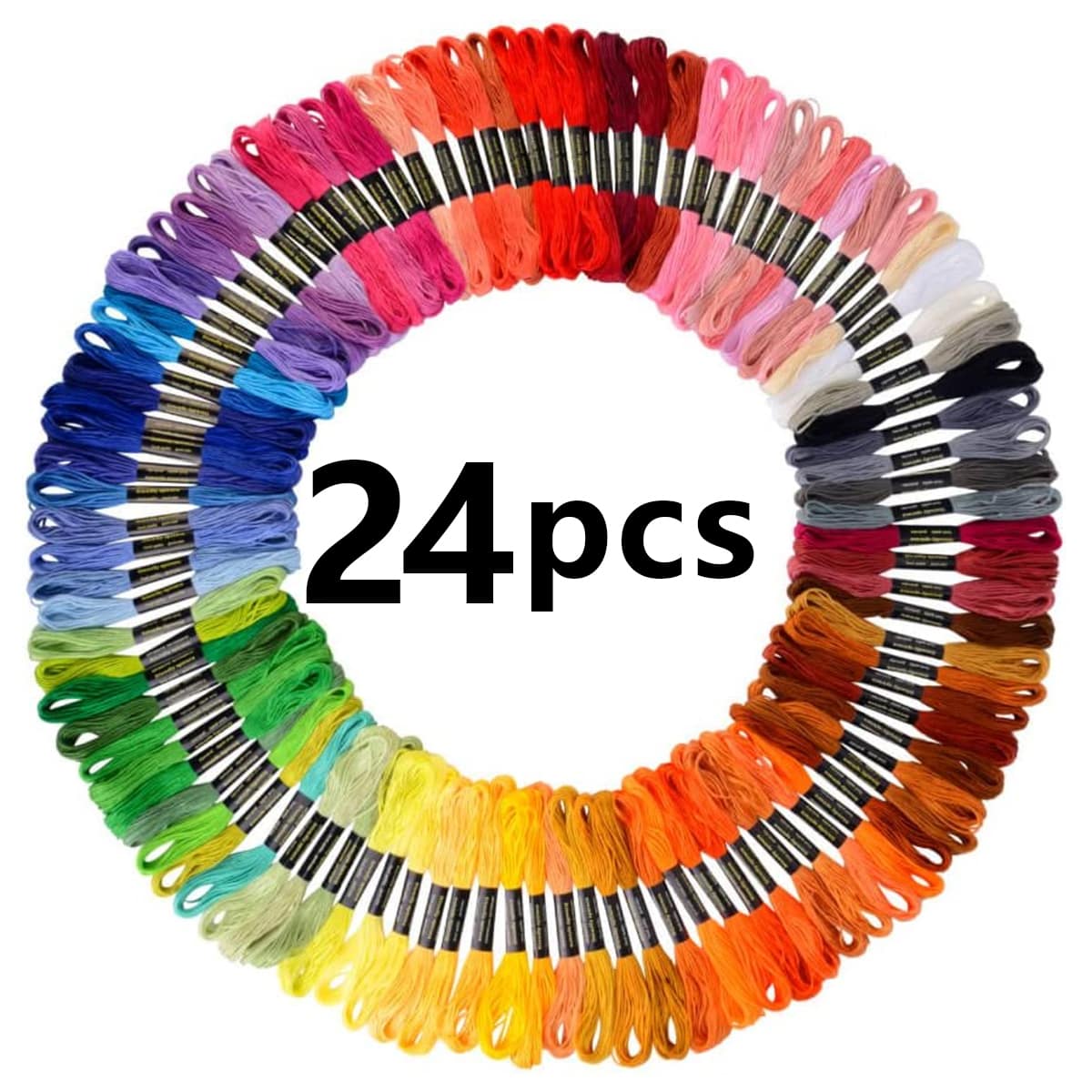 24pcs/set Random Colorful Cross Stitch Embroidery Thread, Rainbow Handmade Embroidery Thread, For Diy Sewing - Multicolor - View 1
