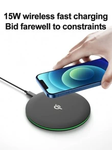 15W Bàn làm việc Nhanh Bộ Sạc Không Dây , Siêu mỏng Phí không dây Đối với 11/iPhone 13/iPhone 14 Loạt Và Khác Không dây ( Đã Bao gồm A Type-C Cable ) - màu đen - Xem 4