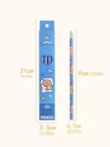4 件/包卡通太空人設計鉛筆帶橡皮擦,學生寫作、考試的理想文具,作為禮物 - 藍色 - 查看 3