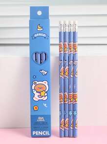 4 件/包卡通太空人設計鉛筆帶橡皮擦,學生寫作、考試的理想文具,作為禮物 - 藍色 - 查看 1