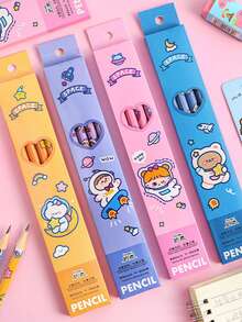 4 件/包卡通太空人設計鉛筆帶橡皮擦,學生寫作、考試的理想文具,作為禮物 - 藍色 - 查看 4