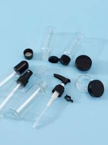 7Pcs Black Travel Bottle Set 60Ml+40Ml+10G Empty Containers For Skincare, Lotion, Cream, Makeup Subpackage Bottle Dispensing Bottles Spray Bottle, Living Room Home Bedroom Bathroom House Decor, Travel Stuff, Wedding, Party, Birthday, Gifts For Men Mom Dad Friends, New Years, Accessories, Funny Gift