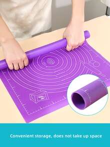 1pc Eva Non-slip Flour Rolling Mat, Silicone Pastry Mat, Baking Mat, Kneading Mat For Kitchen Use - Purple - View 4