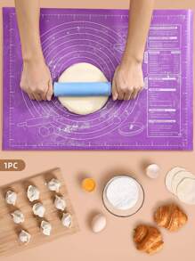 1pc Eva Non-slip Flour Rolling Mat, Silicone Pastry Mat, Baking Mat, Kneading Mat For Kitchen Use - Purple - View 1