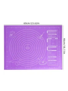 1pc Eva Non-slip Flour Rolling Mat, Silicone Pastry Mat, Baking Mat, Kneading Mat For Kitchen Use - Purple - View 2