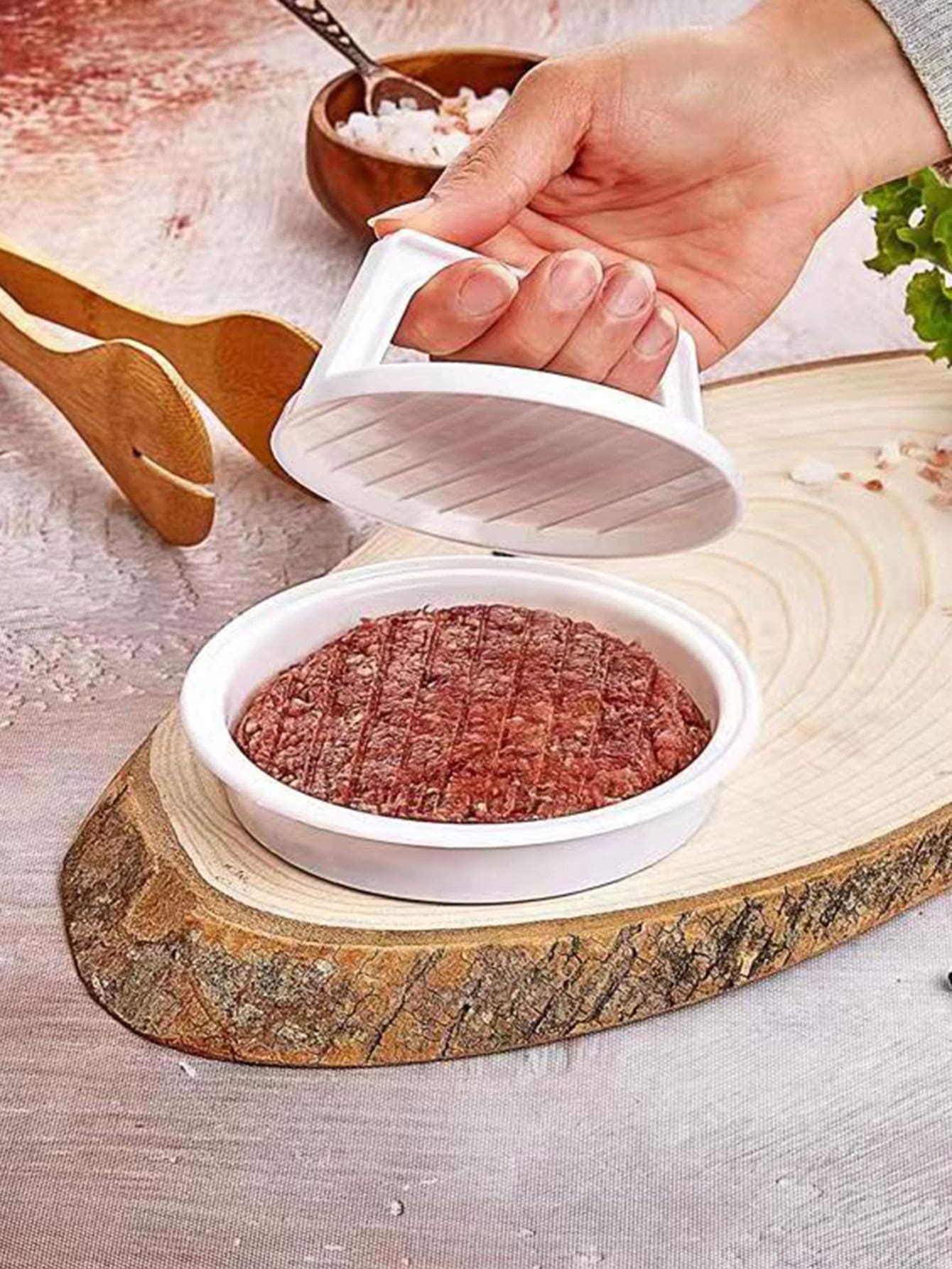 1 Máy Tính Bằng Nhựa Màu Trắng Hướng Dẫn Sử Dụng Hamburger Press Patty Maker, Dụng Cụ Nhà Bếp Cắm Trại - trắng - Xem 1