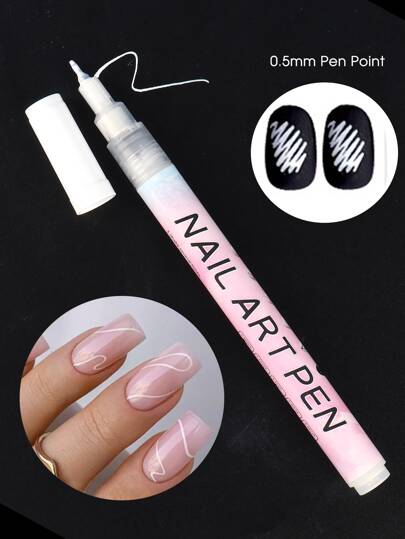FULL BEAUTY 1 pièce Stylo de dessin pour nail art blanc, marqueur imperméable pour peinture graffiti, outil de décoration pour manucure