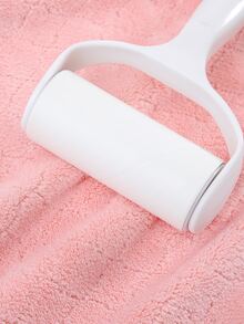 1pc Thickened Coral Fleece  Checkered & European Flower Pattern Towel With Hook For Face Washing And Bathing - Red - View 10