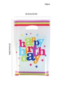 10入组6.5*10英寸生日派對禮品袋用於糖果、餅乾等手提袋 - 彩色 - 查看 2