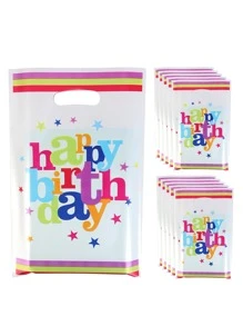 10入组6.5*10英寸生日派對禮品袋用於糖果、餅乾等手提袋 - 彩色 - 查看 1