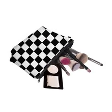 1 pieza con patrón de cuadros Bolsa de almacenamiento de cosmético , Bolso de tocador - Blanco y Negro - Ver 3
