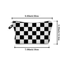 1 pieza con patrón de cuadros Bolsa de almacenamiento de cosmético , Bolso de tocador - Blanco y Negro - Ver 6