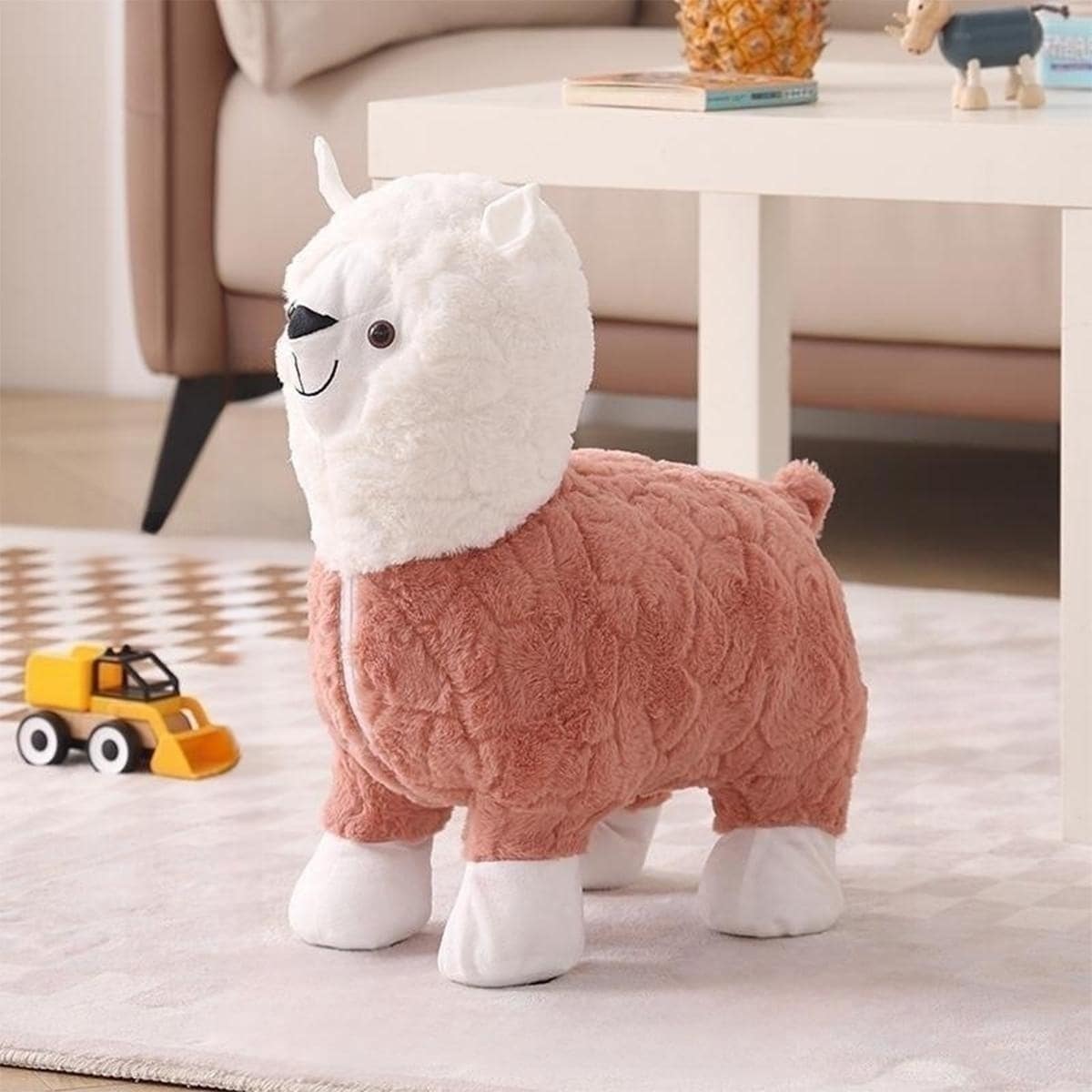 1pc PVC Stool, Cute Alpaca Design Stool For Kids - Pink - View 1