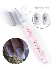 FULL BEAUTY 1 bút vẽ móng nghệ thuật bằng kim loại, bút dạ acrylic chống thấm nước dùng cho thiết kế móng DIY. - Bạc - Xem 1