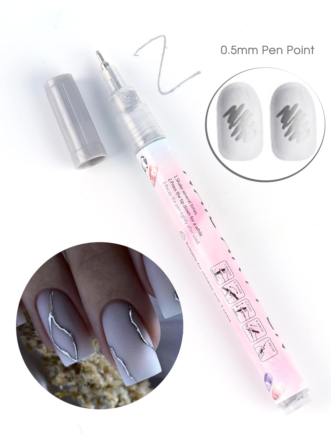 FULL BEAUTY 1 bút vẽ móng nghệ thuật bằng kim loại, bút dạ acrylic chống thấm nước dùng cho thiết kế móng DIY. - Bạc - Xem 1