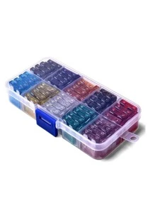 100 件盒裝汽車保險絲套裝，標準片狀保險絲適用於汽車、卡車、房車、沙灘車、Utv、SUV、摩托車、船、迷你片狀保險絲分類帶拉拔器工具，替換保險絲2a 3a 5a 7.5a 10a 15a 20a 25a 30a 35a - 彩色 - 查看 8