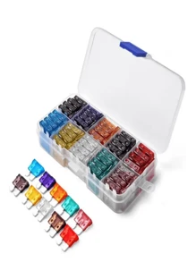 100 件盒裝汽車保險絲套裝，標準片狀保險絲適用於汽車、卡車、房車、沙灘車、Utv、SUV、摩托車、船、迷你片狀保險絲分類帶拉拔器工具，替換保險絲2a 3a 5a 7.5a 10a 15a 20a 25a 30a 35a - 彩色 - 查看 7