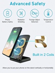 Đế sạc không dây cao cấp 15W, sạc nhanh, tương thích với iPhone 17/16/15/14/13/12 Pro Max, 11, XS, XR, X, 8, S23/S22, cổng Type-C. Thích hợp làm quà tặng tốt nghiệp hoặc quà tặng nhân dịp Ngày Tưởng niệm. - màu đen - Xem 5