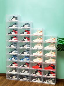 6pcs/set  Shoe Box Plastic Storage Box For Shoe Cabinet, Transparent Container For Shoes Organization - Clear - View 1
