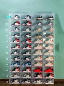 6pcs/set  Shoe Box Plastic Storage Box For Shoe Cabinet, Transparent Container For Shoes Organization - Clear - View 3