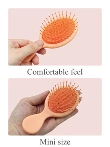 1 Pc Compact Portable Mini Daisy Candy Air Cushion Comb,Detangling Hair Brush With Handle,Styling&Hairdressing Tool,Hair Care,Girl Gift(Orange) - Coral Orange - View 5