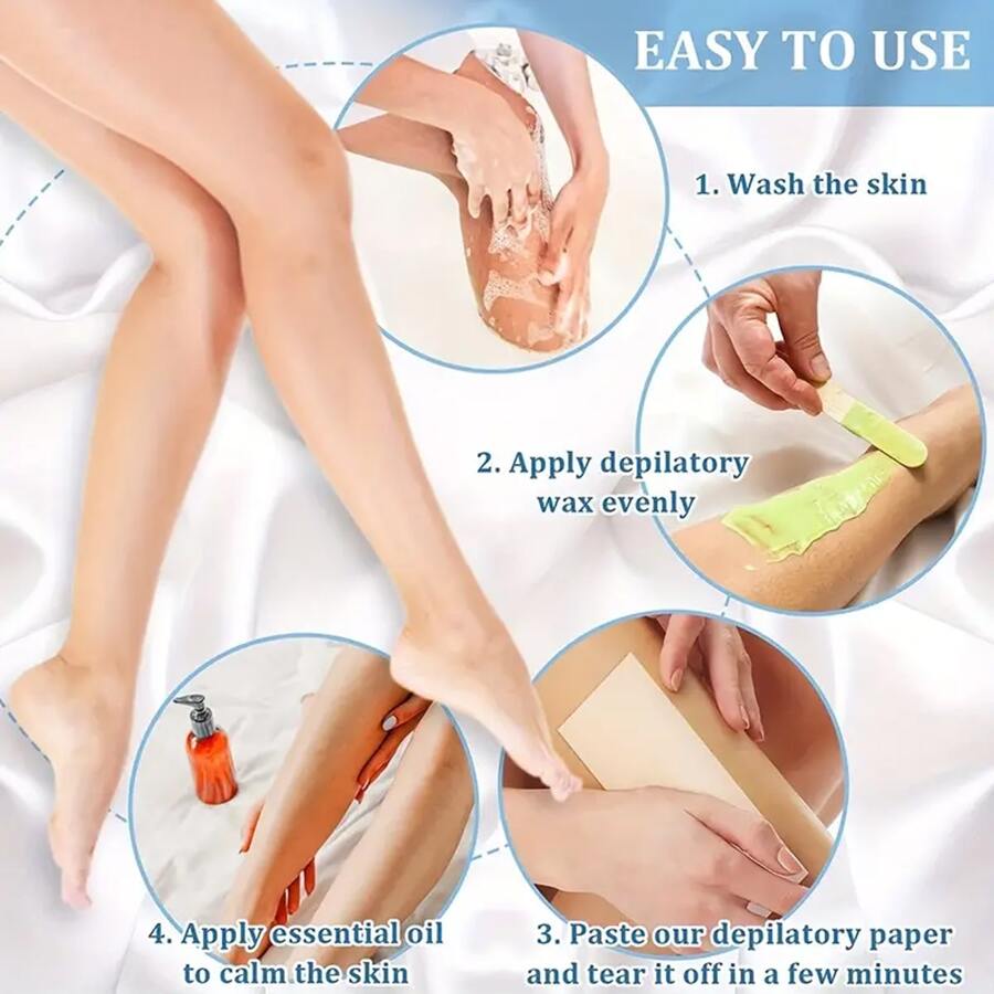 100pcs Disposable Hair Removal Wax Paper And Wax Sticks, Nowoven