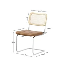 Set of 4, Leather Dining Chair with High-Density Sponge, Rattan Chair for Dining room, Living room, Bedroom, Brown - Brown - View 5