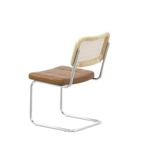 Set of 4, Leather Dining Chair with High-Density Sponge, Rattan Chair for Dining room, Living room, Bedroom, Brown - Brown - View 6