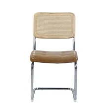 Set of 4, Leather Dining Chair with High-Density Sponge, Rattan Chair for Dining room, Living room, Bedroom, Brown - Brown - View 7