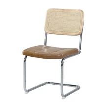 Set of 4, Leather Dining Chair with High-Density Sponge, Rattan Chair for Dining room, Living room, Bedroom, Brown - Brown - View 9