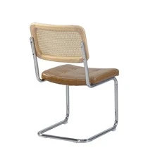 Set of 4, Leather Dining Chair with High-Density Sponge, Rattan Chair for Dining room, Living room, Bedroom, Brown - Brown - View 10