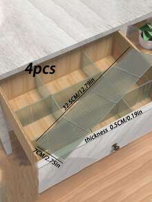 4pcs/set Simple Transparent Drawer Divider, Creative Adjustable Partitions, Diy Grid Drawer Organizer Box For Underwear Socks Tie Bras And Small Sundry Items - Transparent Green - View 2