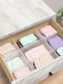 4pcs/set Simple Transparent Drawer Divider, Creative Adjustable Partitions, Diy Grid Drawer Organizer Box For Underwear Socks Tie Bras And Small Sundry Items - Transparent Green - View 3