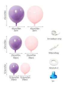 108 piezas rosado & púrpura globos arreglo floral Kit , con helio globos & cinta para de fiesta de cumpleaños , princesa fiesta temática Decoración , revelación de género aniversario , boda , graduación , fiesta de bienvenida al bebé , nupcial ducha Fondo decoraciones - Multicolor - Ver 4
