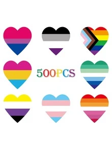 500張貼紙/卷情人節心形禮物密封派對DIY卡通卷不干膠貼紙 - 彩色 - 查看 5