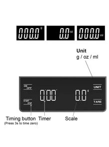 Báscula de café y cocina con temporizador de 5 kg/0.1 g, báscula digital de alimentos para horneado y cocina - Negro - Ver 2
