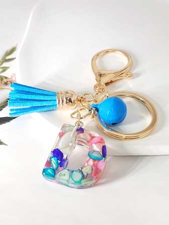 1入組女式亞克力、仿彩色寶石、流蘇、鈴鐺和字母 'd' 吊墜裝飾時尚鑰匙扣、包配件或汽車鑰匙圈它可以作為送給女朋友、最好朋友、姐妹或母親生日禮物