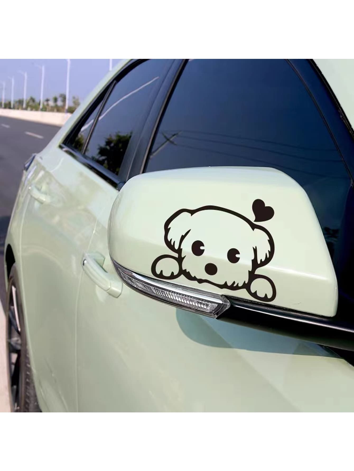 Adesivi Decorativi Auto Rosa – Set 8 Pezzi Con Zampe Di Cane E Cuori – Impermeabili Per Specchietti E Laptop - 3