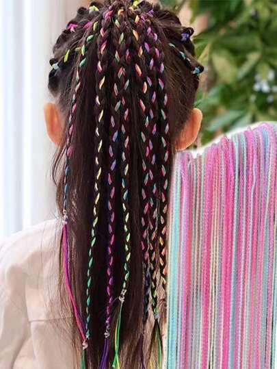 10入組兒童編織彩色繩子，女孩編織髮帶