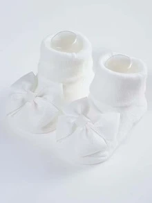 4雙裝寶寶公主蝴蝶結裝飾防滑落地襪寶寶素色中筒襪 - 彩色 - 查看 5