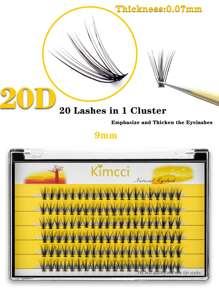 120 Cụm 9mm 20d Độ dày 0,07 C/D Curl 20d Ghép mi Nối mi Cụm mi, Cụm mi, Lông mi riêng lẻ, Lông mi, Lông mi giả - màu đen - Xem 2