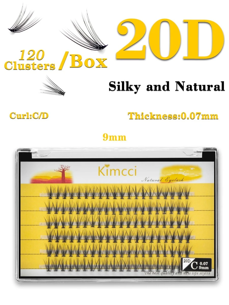 120 Cụm 9mm 20d Độ dày 0,07 C/D Curl 20d Ghép mi Nối mi Cụm mi, Cụm mi, Lông mi riêng lẻ, Lông mi, Lông mi giả - màu đen - Xem 1