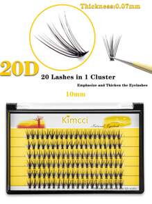 KIMCCI 120 Pcs 10mm Curly Individual Eyelash Extension 12mm/14mm/16mm Mixed Lash Clusters, Natural & Soft Lengthening Wisps, Eyelashes For Double Eye Enlargement, Suitable For Daily Makeup Or Outing Parties Lash Clusters,Eye Lash Clusters,Individual Eyelashes,Lashes,Fake Lashes - Black - View 2
