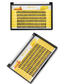 KIMCCI 120 Pcs 10mm Curly Individual Eyelash Extension 12mm/14mm/16mm Mixed Lash Clusters, Natural & Soft Lengthening Wisps, Eyelashes For Double Eye Enlargement, Suitable For Daily Makeup Or Outing Parties Lash Clusters,Eye Lash Clusters,Individual Eyelashes,Lashes,Fake Lashes - Black - View 3