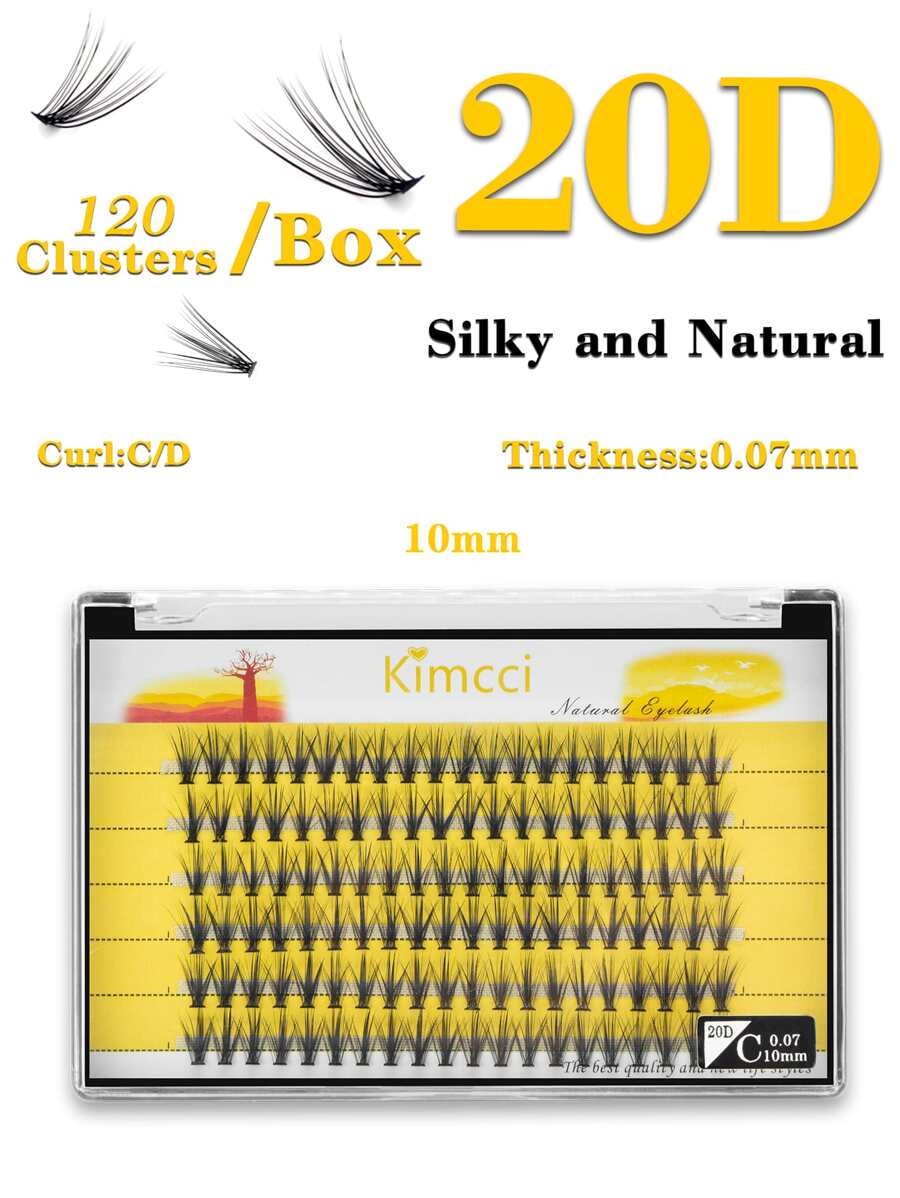 KIMCCI 120 Pcs 10mm Curly Individual Eyelash Extension 12mm/14mm/16mm Mixed Lash Clusters, Natural & Soft Lengthening Wisps, Eyelashes For Double Eye Enlargement, Suitable For Daily Makeup Or Outing Parties Lash Clusters,Eye Lash Clusters,Individual Eyelashes,Lashes,Fake Lashes - Black - View 1
